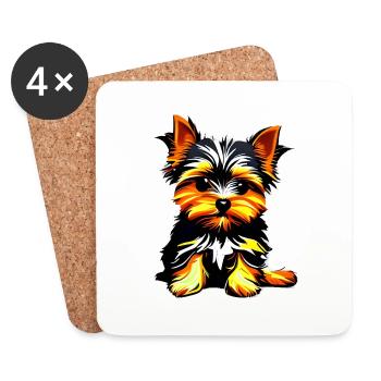 Propriétaire de chien chiot chiot Yorkshire terrier - Dessous de verre (lot de 4) - blanc - Devant
