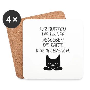 Katze war allergisch - Untersetzer (4er-Set) - Weiß - Vorne