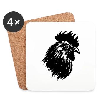 Chicken Chicken House Poultry Rooster Farm - Coasters (set of 4) - white - Front