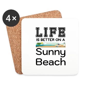 Life is better on a sunny beach - Dessous de verre (lot de 4) - blanc - Devant