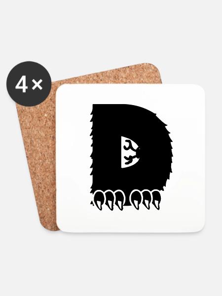 Monster Buchstabe D - Untersetzer (4er-Set) - Weiß