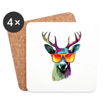 Jack le cerf à lunettes - Dessous de verre (lot de 4) - blanc - Devant