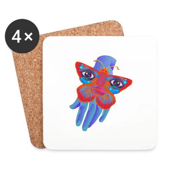 Psychedelic Moth - design trippant coloré - Dessous de verre (lot de 4) - blanc - Devant
