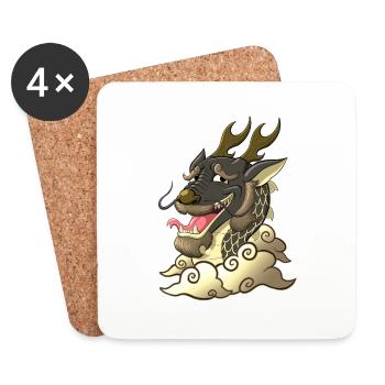 Funny Black Dragon - Coasters (set of 4) - white - Front