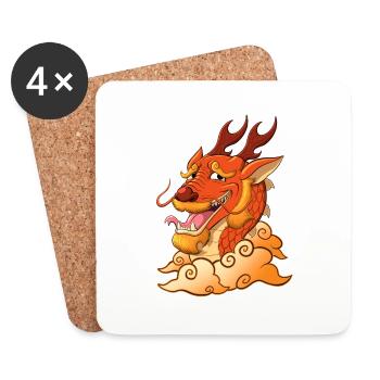 Funny Red Dragon - Coasters (set of 4) - white - Front