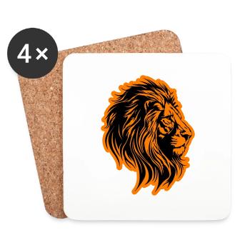 Lion's head symbol lion - Coasters (set of 4) - white - Front