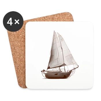 Sailing Ship Sailing Sailing Sailing Sailing Sailboat - Coasters (set of 4) - white - Front