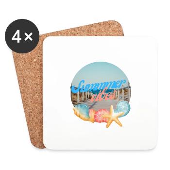 summer, sun, sunshine, beach, sea, good mood - Coasters (set of 4) - white - Front