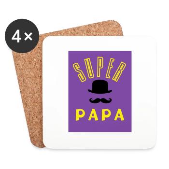 PAPA. GROSSARTIGER VATER. VATERTAG. ALLES GUTE ZUM GEBURTSTAG, PAPA. - Untersetzer (4er-Set) - Weiß - Vorne