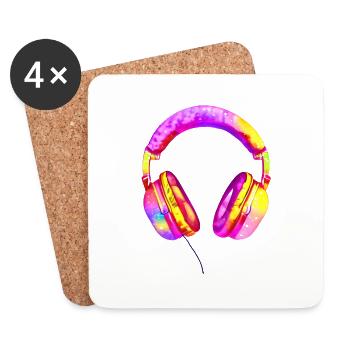 Headphones Gamer Musicians Singers Listen to music Singing - Coasters (set of 4) - white - Front