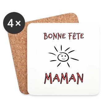 MAMAN. FÊTE DES MÈRES. BONNE FÊTE MAMAN. FÊTE - Dessous de verre (lot de 4) - blanc - Devant