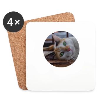 The cat with the sweet look - Coasters (set of 4) - white - Front