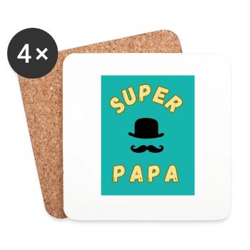 BONNE FÊTE PAPA. PAPA. FÊTE DES PÈRES. BONNE FÊTE - Dessous de verre (lot de 4) - blanc - Devant