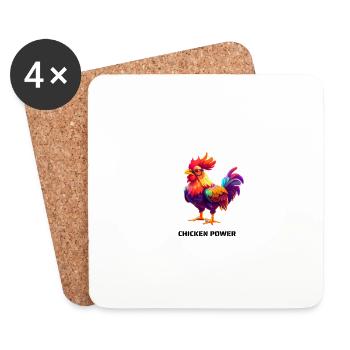 CHICKEN POWER - Untersetzer (4er-Set) - Weiß - Vorne