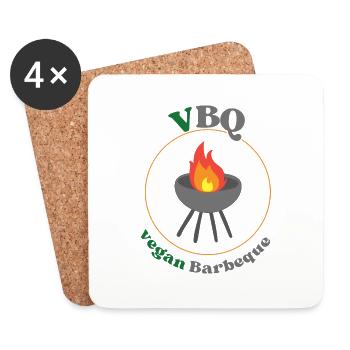 VBQ vegan barbeque, vegetarian, BBQ - Coasters (set of 4) - white - Front