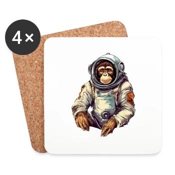 Weltraum Affe Retro Zeichnung - Untersetzer (4er-Set) - Weiß - Vorne