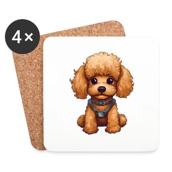 Sweet Baby Poodle Dog - Coasters (set of 4) - white - Front