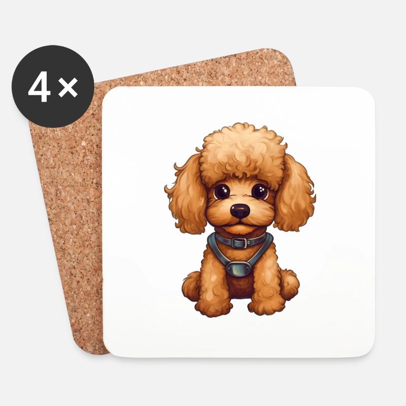 Doux bébé caniche chien - Dessous de verre (lot de 4) - blanc