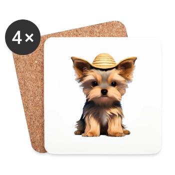 Dog Owner Yorkshire Terrier Puppy Dog - Coasters (set of 4) - white - Front