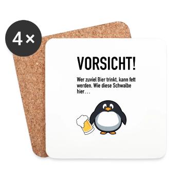 Bier trinken Lustig Spruch - Untersetzer (4er-Set) - Weiß - Vorne