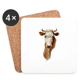 Vegan Kuh - Untersetzer (4er-Set) - Weiß - Vorne