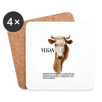 Vache végétalienne - Dessous de verre (lot de 4) - blanc - Devant
