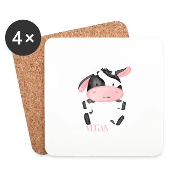 Liebes vegan Motiv - Untersetzer (4er-Set) - Weiß - Vorne