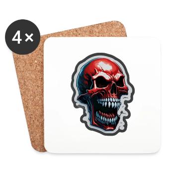 Crâne de vampire rouge - Dessous de verre (lot de 4) - blanc - Devant
