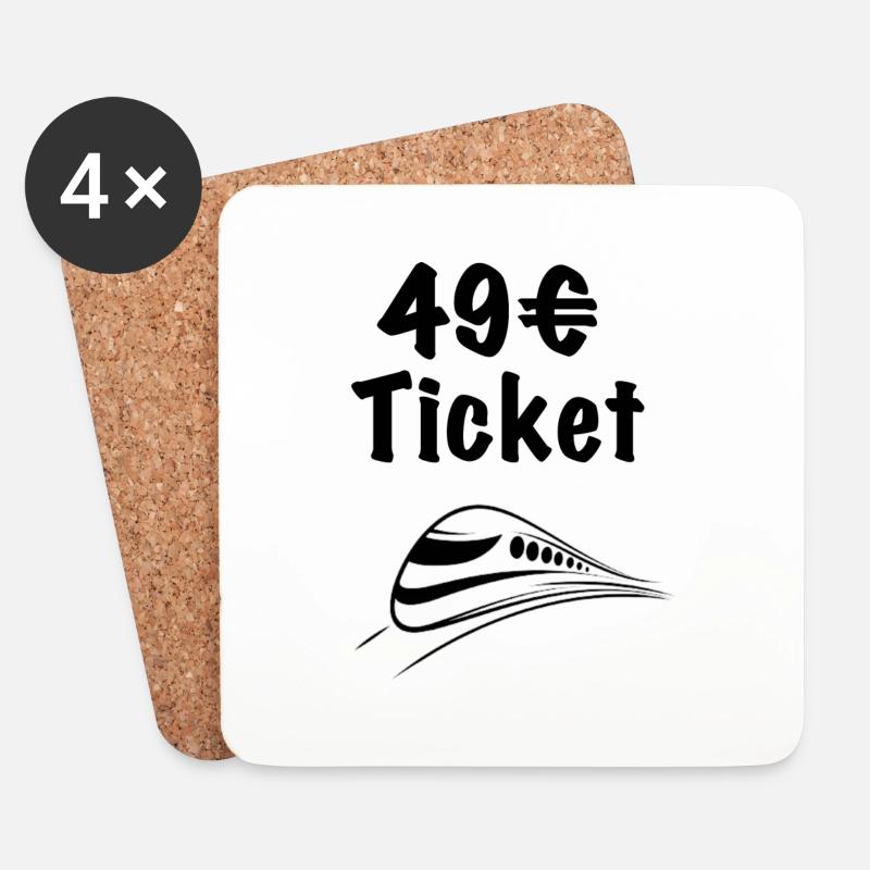 49 ticket bzw Deutschlandticket - Untersetzer (4er-Set) - Weiß