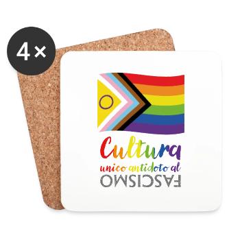 La culture comme antidote au fascisme - Dessous de verre (lot de 4) - blanc - Devant