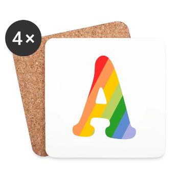 Buchstabe A Regenbogen - Untersetzer (4er-Set) - Weiß - Vorne