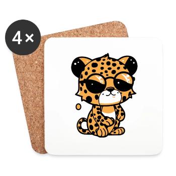 Zoolto the Leopard - Coasters (set of 4) - white - Front