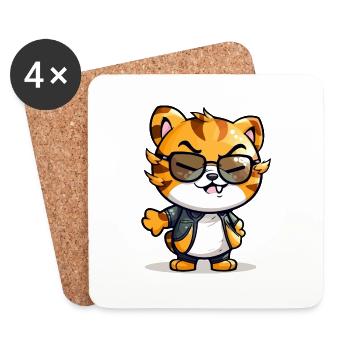 Looky the funny tiger - Coasters (set of 4) - white - Front