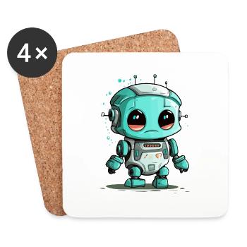 Tok le petit robot - Dessous de verre (lot de 4) - blanc - Devant