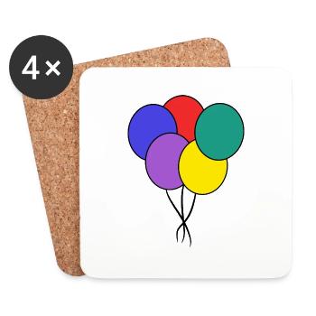 BALLON. JOYEUX ANNIVERSAIRE. HAPPY BIRTHDAY. ANNIV - Dessous de verre (lot de 4) - blanc - Devant