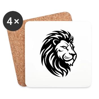 Prédateur à tête de lion - Dessous de verre (lot de 4) - blanc - Devant
