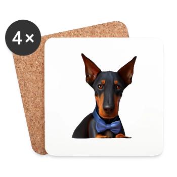 Doberman Dresseur Doberman Chien Doberman Chiot - Dessous de verre (lot de 4) - blanc - Devant