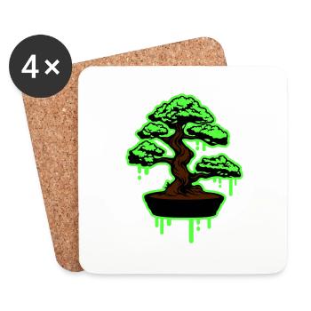Symbole du bonsaï de l’arbre - Dessous de verre (lot de 4) - blanc - Devant