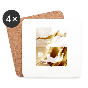 volleyball, volleyballer, Beachball,Graffiti,gold - Untersetzer (4er-Set) - Weiß - Vorne