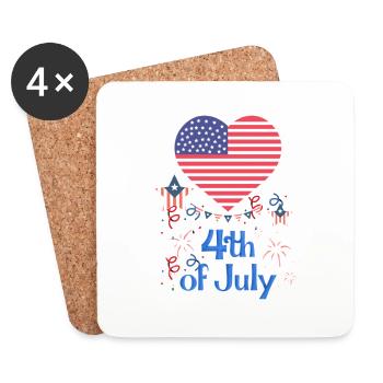 4th of July - Coasters (set of 4) - white - Front