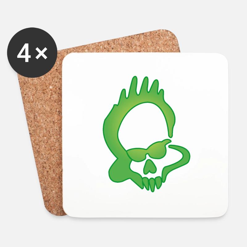 Green Skull Mansi - Untersetzer (4er-Set) - Weiß