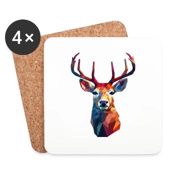 Deer head in low polygon style - Coasters (set of 4) - white - Front