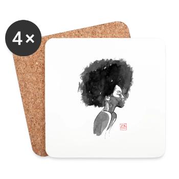 afro hair cut 03 - Dessous de verre (lot de 4) - blanc - Devant
