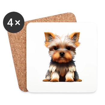 Dog owner dog Yorkshire Terrier puppy - Coasters (set of 4) - white - Front