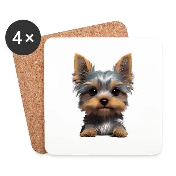 Chien chiot Propriétaire de chien Yorkshire Terrier - Dessous de verre (lot de 4) - blanc - Devant