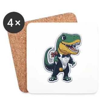 T-Rex Dino Dinosaurier im Anzug lustig witzig - Untersetzer (4er-Set) - Weiß - Vorne