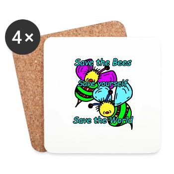 Bees - Coasters (set of 4) - white - Front