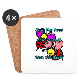 Abeilles - Dessous de verre (lot de 4) - blanc - Devant