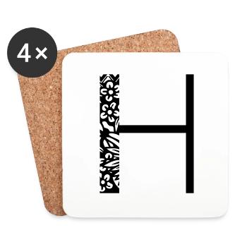 Buchstabe H - Untersetzer (4er-Set) - Weiß - Vorne