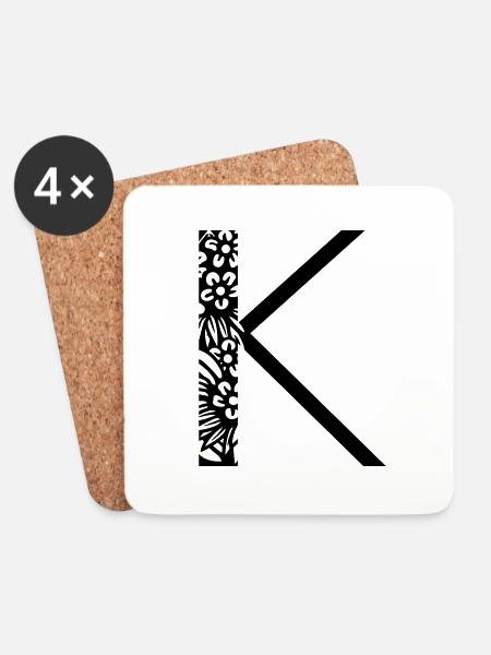 Buchstabe K - Untersetzer (4er-Set) - Weiß